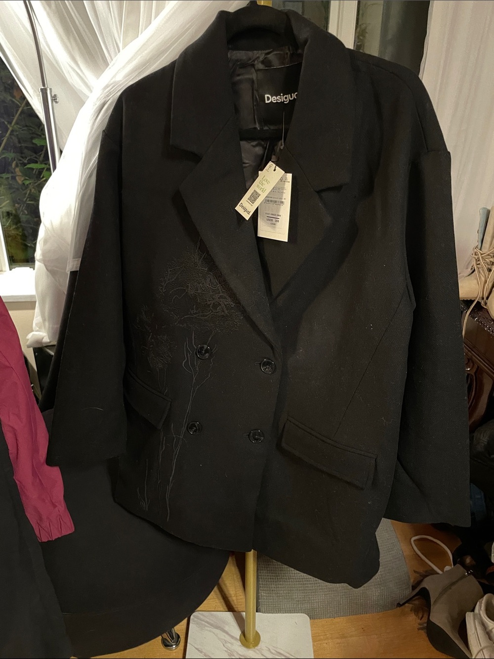 Desigual Black Double-Breasted Blazer Jacket